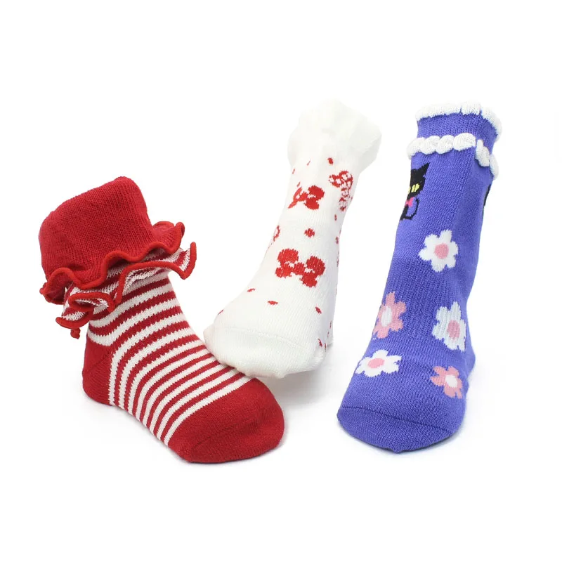 2 Pair/lot Baby Boy Anti Slip Socks Stripes Soft Cotton Toddle Ankle Socks Infant Floor Socks Cartoon Pattern Kids Socks Black