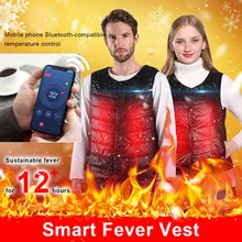 Fashion Smart USB Electric Heating Vest APP Bluetooth Temperature Control Electric Suit 40P New