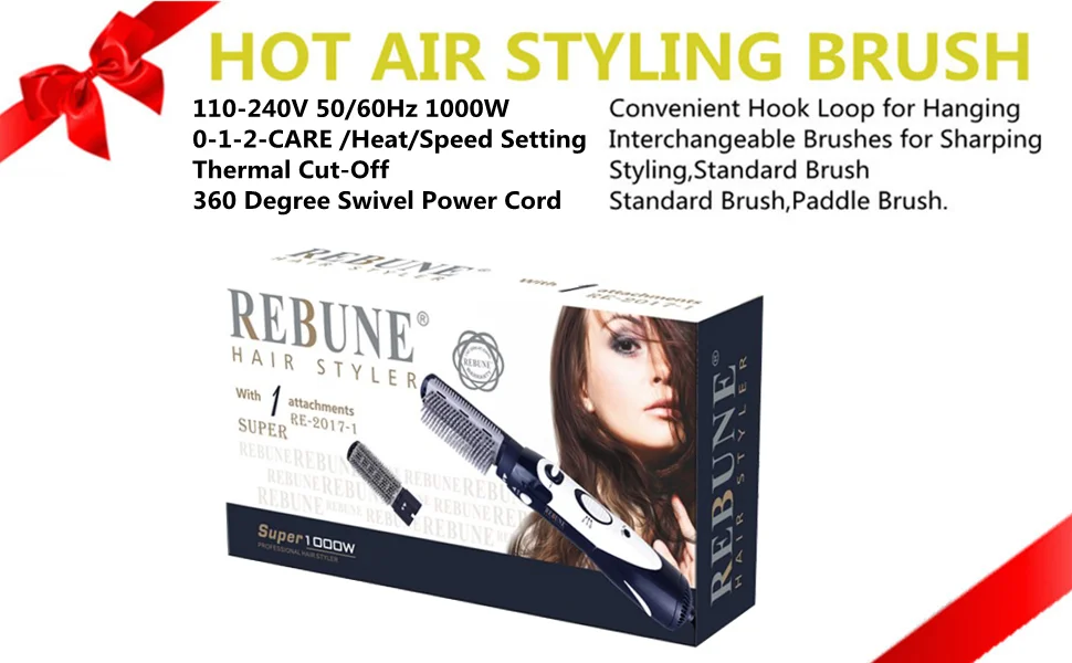 REBUNE 110 V-220 V стайлер для волос многофункциональный фен новые инструменты для укладки мощный щетка для волос роликовый стайлер