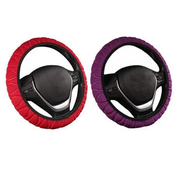 

2Pcs Car Steering Wheel Cover Braided Wheel Handle Ice Silk Set Sponge Car Protector Universal - Red & Purple