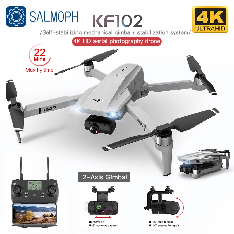 KF102-Dron con GPS y WiFi, cámara 4K HD, 2 ejes, antivibración, cuadricóptero Profesional, sin escobillas, FPV, Mini Dron VS SG906 Pro 2 S3
