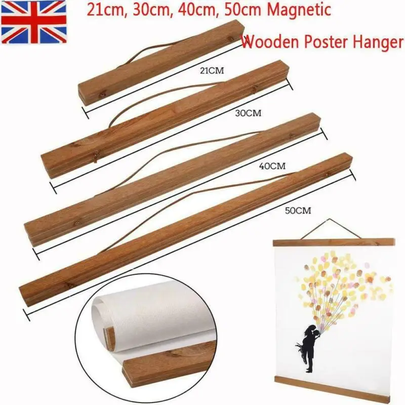 21/30/40/50/60cm Magnetic Wooden Photo Frame Wall Poster Scroll Artwork Hanger DIY Magnet Hanging Home Decor Shaft | Дом и сад