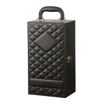 

Portable Wine Carrier Leather Storage Box With Handle 4PCS Wine Accessory Set For Travel Picnics