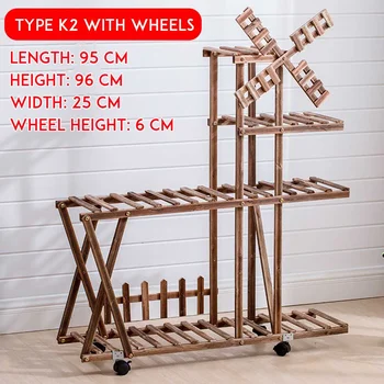 

Carbonized Wooden Flower Rack Plant Stand Multi Flower Stand Shelves Bonsai Display Shelf Yard Patio Balcony Flower Stands