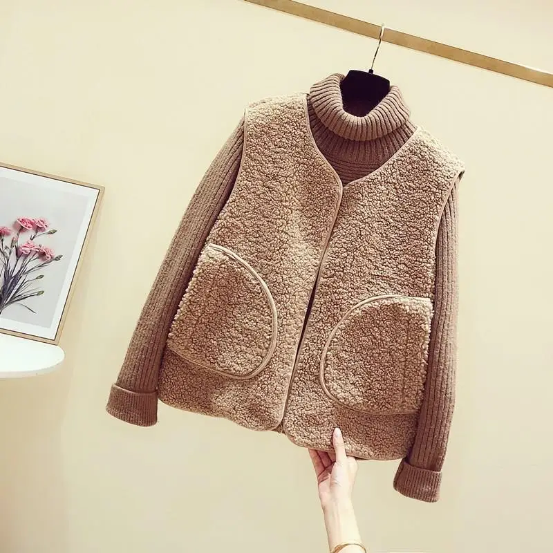 Женская зимняя верхняя одежда из искусственного меха без рукавов, теплый жилет, Женский плюшевый жилет