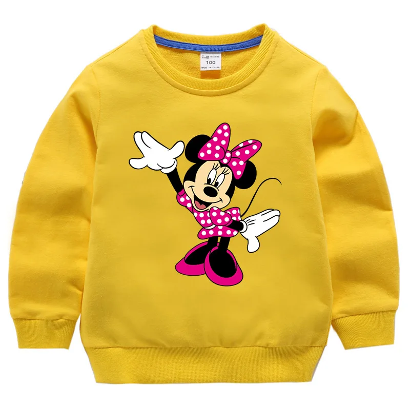 Minnie 1 Детский свитер с 2 узорами осенне-зимняя хлопковая одежда Минни для маленьких девочек Спортивная футболка с длинными рукавами с изображением Эльзы футболка - Цвет: Minnie 1