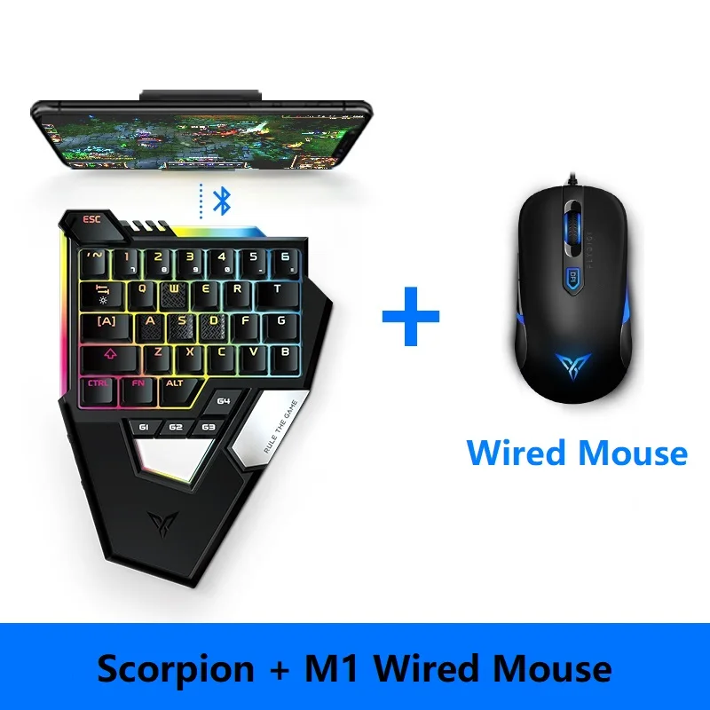 Flydigi Scorpion новая версия красный переключатель клавиатуры pubg cod Мобильный Bluetooth для iOS/Android телефон Таблица Встроенная Мышь Клавиатура - Цвет: D1 and Wired Mouse