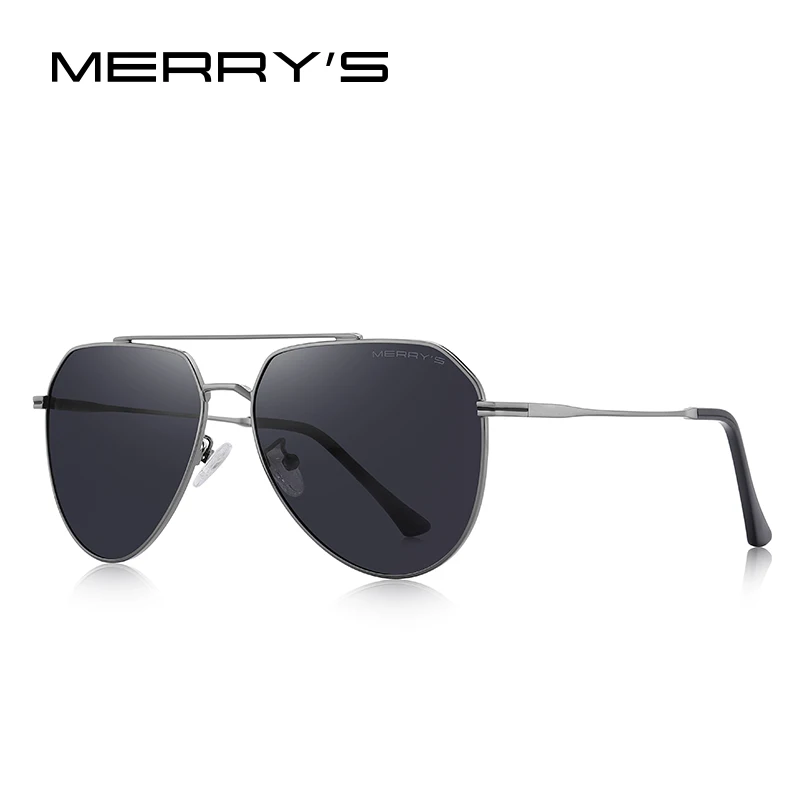 MERRYS дизайн, мужские классические солнцезащитные очки пилота, авиационная оправа, женские HD поляризованные солнцезащитные очки для вождения, защита от уф400 лучей, S8238 - Цвет линз: C02 Gray Black