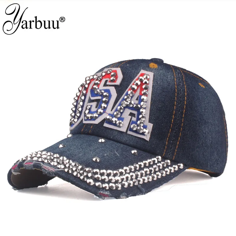 

[YARBUU] Men Women Baseball Cap USA Flag Diamond Rivet Brand Snapback Cap Unisex Adjustable Rap Rock Hats Fashion Gorras