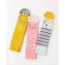 3 пары женских забавных хлопковых прямых носков с рисунком кота мяу в рубчик, чулочно-носочные изделия 24BC