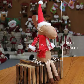 

Novelty Christmas Decorations Sitting Reindeer Doll Toy Tabletop Ornament Holiday Figurines Kids Gifts