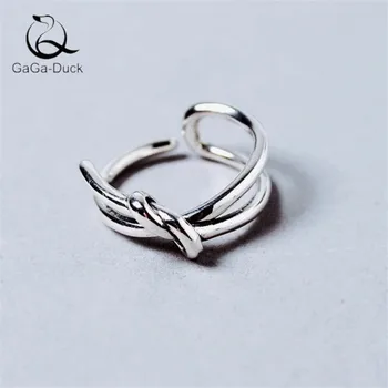 

New Retro Jewelry Simple Creative Double Knotted Fashion 925 Sterling Silver Smooth Personality Rope Knot Opening Rings R488
