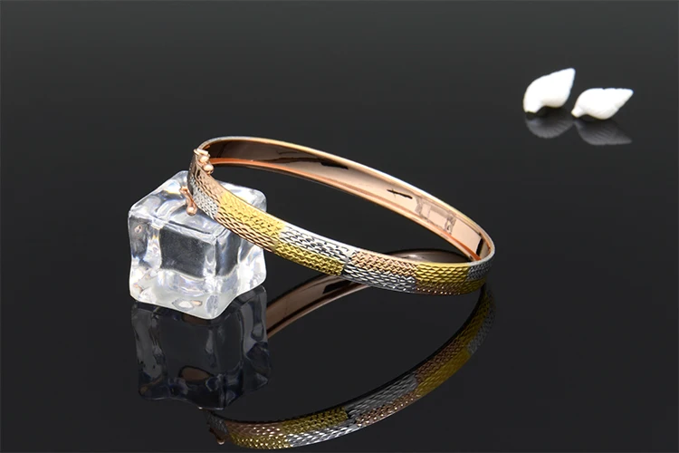 Блестящие лазерные браслеты Tri Tone 18K из чистого настоящего твердого золота AU750 для