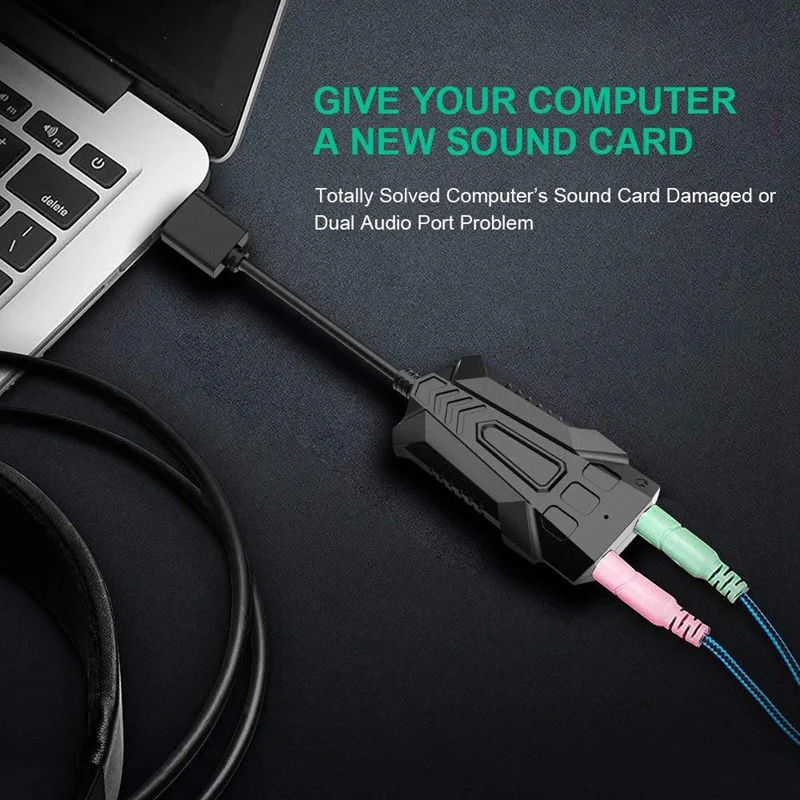 Портативная USB звуковая карта внешняя для наушников Микрофон интерфейс