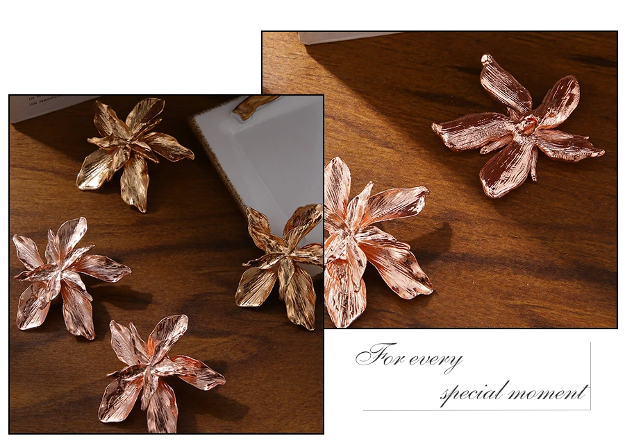 VKME fashion metal big flower earrings jewelry ladies flower earrings classic earrings earrings Brincos party gift