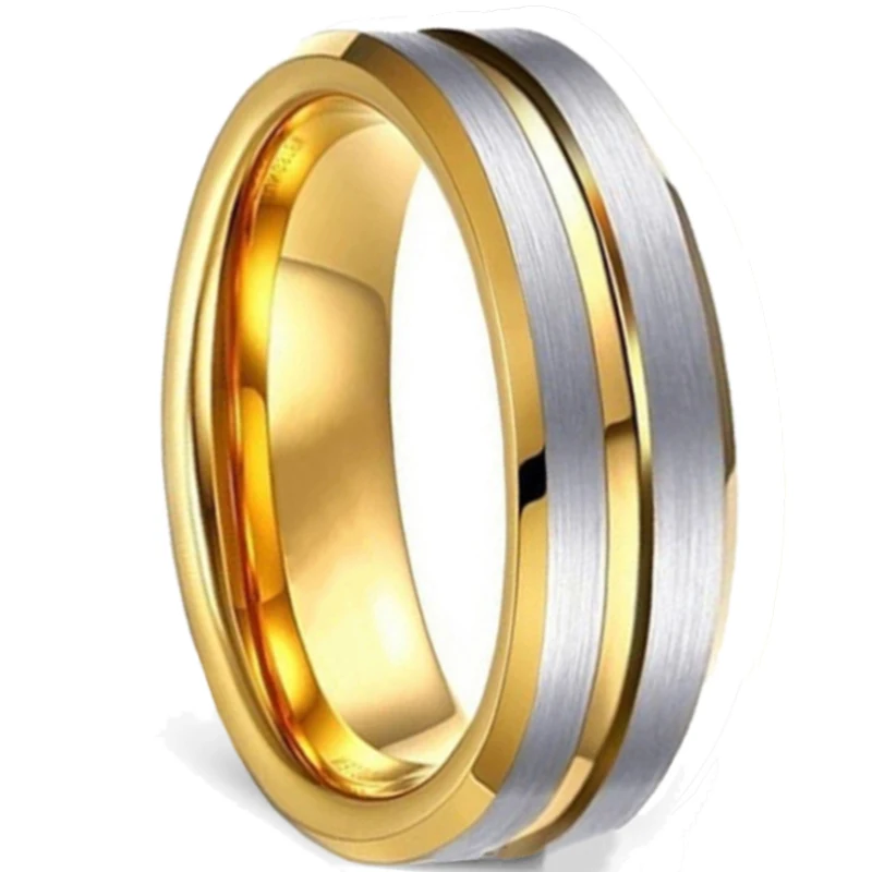 Simple Men's Tungsten Steel Ring Black Surface Brushed Inlay Red Groove Jewelry Engagement Wedding Ring For Men Anniversary Gift