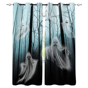 

Halloween Forest Ghost Curtains for Windows Drapes Blinds Modern Custom Printing Curtain For Living Room Bedroom Home Decor