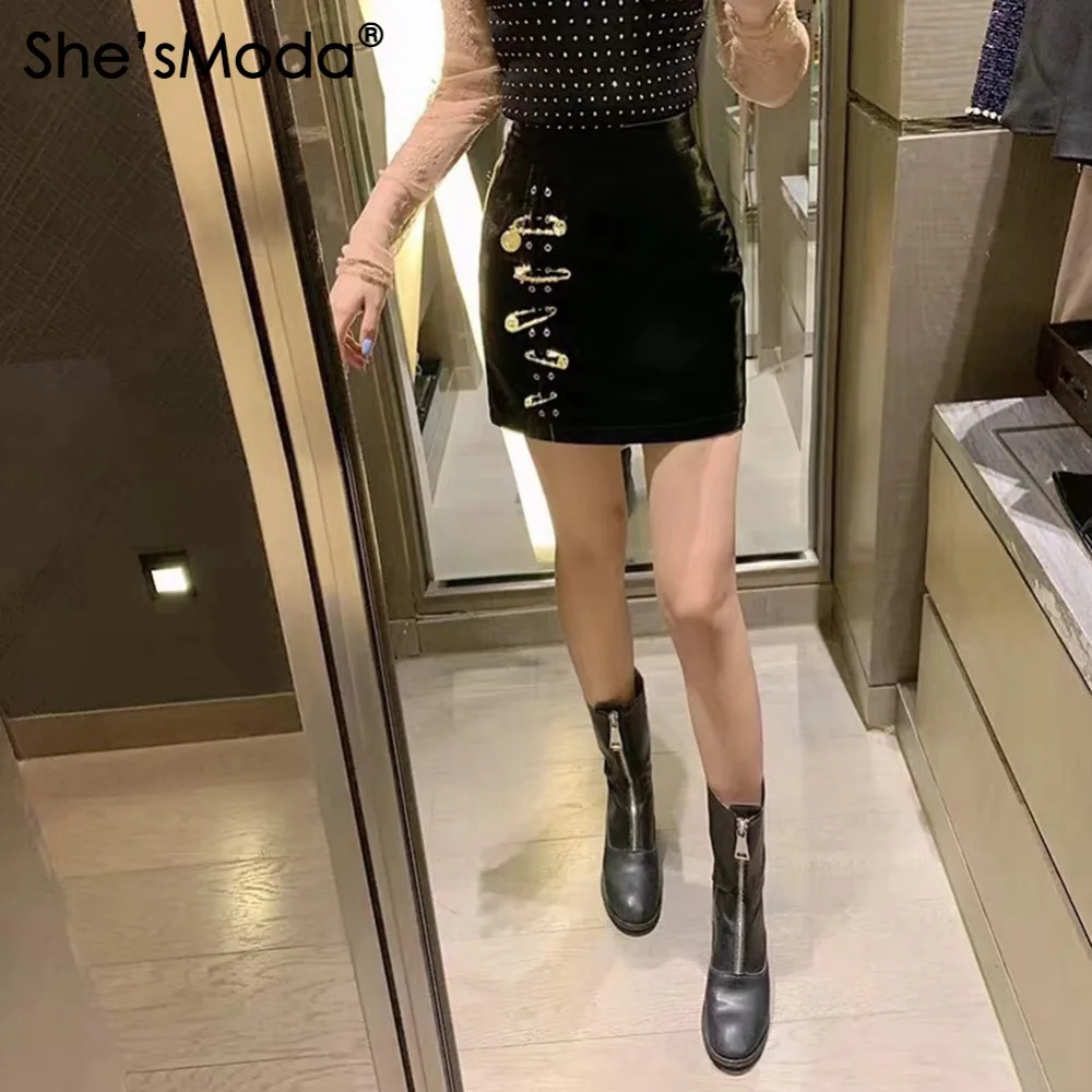 She'sModa новые женские вечерние мини-юбки-карандаш из искусственной кожи