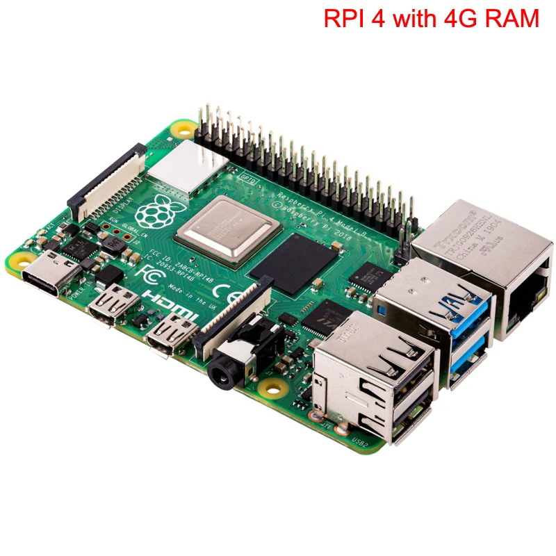 New Raspberry Pi 4 Model B 4G Kit with 5V 3A Power Adapter Acrylic Case Cooling Fan HMDI Cable Heat Sink 16/32G SD Card Optional