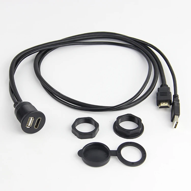 3.0 USB waterproof Mount Car Extension Cable HDMII Male To USB Female For Cable