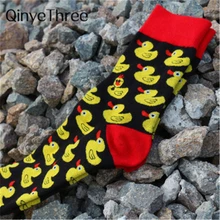 Мужские носки в стиле хип-хоп с изображением персонажей из мультфильмов, классные желтые носки с изображением уток, хлопковые носки для скейтборда, забавные носки с рисунками, повседневные носки для влюбленных