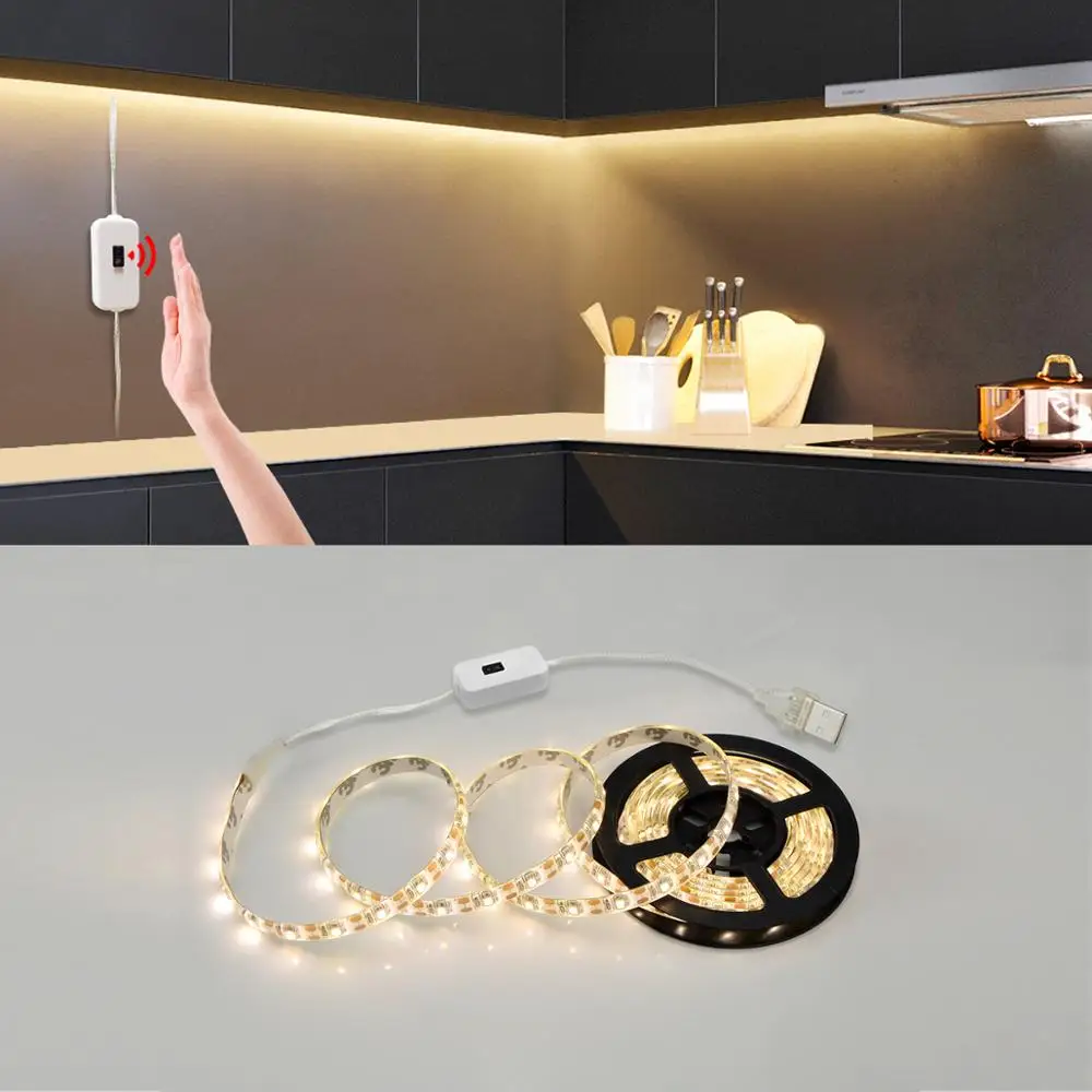 

Hand Motion Sensor LED Cabinet light Kitchen lamp Strip USB 5V Sweep Smart Switch For Closet Bedroom Home Decoration Night light