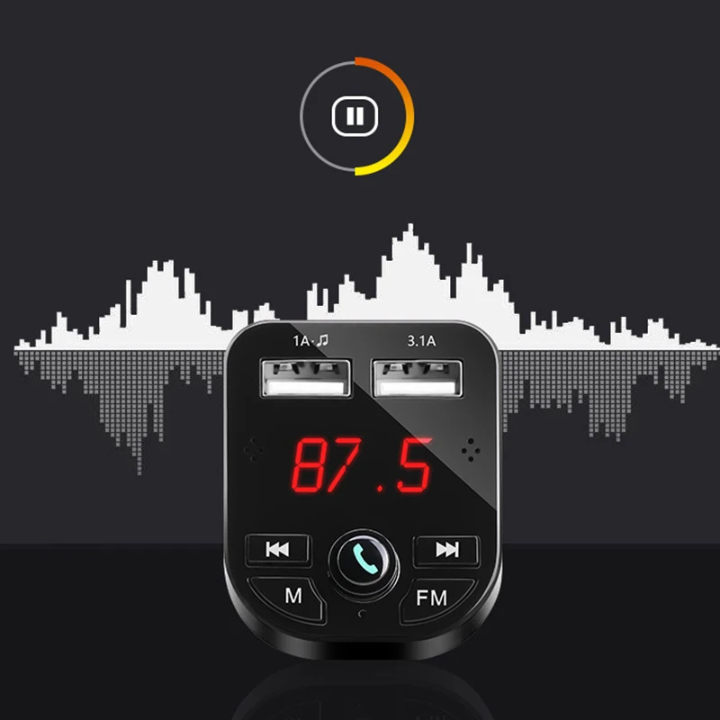 Автомобильный Bluetooth Многофункциональный плеер, беспроводной fm-передатчик, воспроизведение голосовой навигации, с двойным USB, 3.1A умная быстрая зарядка