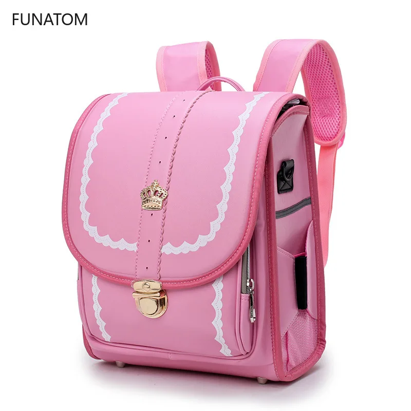 

Japanese Randoseru Children School Backpack for Kids Bags PU Solid Eagle A4 Mochila Infantil Baby Orthopedic Backpacks