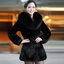 Женское меховое пальто средней длины с капюшоном, имитация норки, цельная норковая отделка, сто пальто, меховое пальто, женские зимние куртки