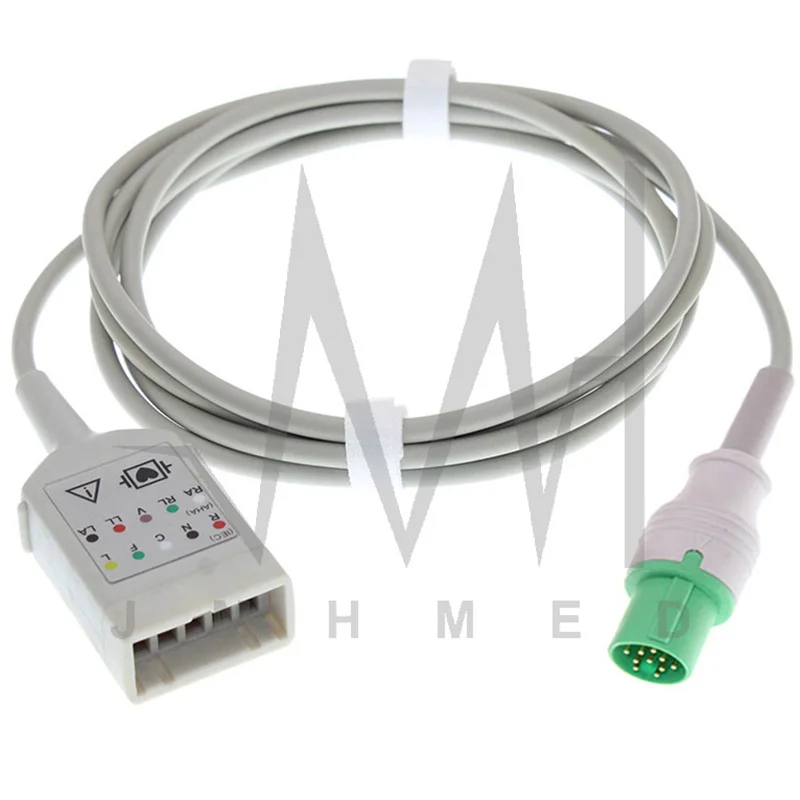 

5-проводной ЭКГ/ЭКГ Удлинительный кабель для GE-Hellige Eagle SCP Cardioserv SMC SMS SMK SMU SMV серии 10P монитора, Leadwire в стиле ASP