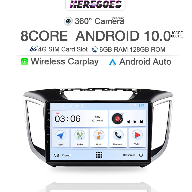 Автомобильный радиоприемник 4G Carplay Android 10 0 для Hyundai Creta IX25 2015 - 2019 360 панорамная