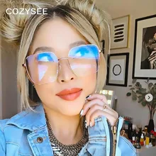 Очки с большой оправой, женские большие квадратные очки, Золотая оправа, прозрачные линзы, оптические очки для близорукости