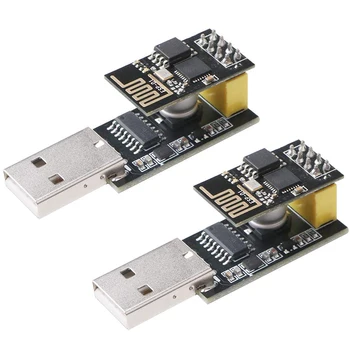

2Pcs ESP8266 ESP-01 Serial Wireless Transceiver WiFi Module 1MB SPI Flash DC3.0-3.6V with 2Pcs USB to ESP8266 ESP-01 Adapter Wir