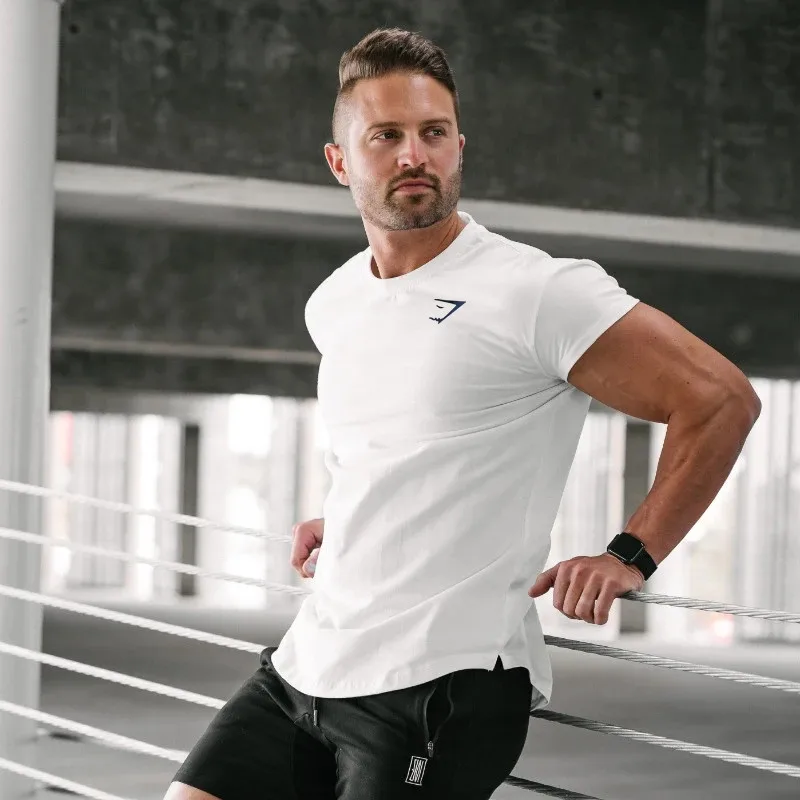 

2020 New Men Compression Solid Color Healthy Beauty T-shirt Tight Elastic Short-Sleeved Men's Running Training Quick Dry Top