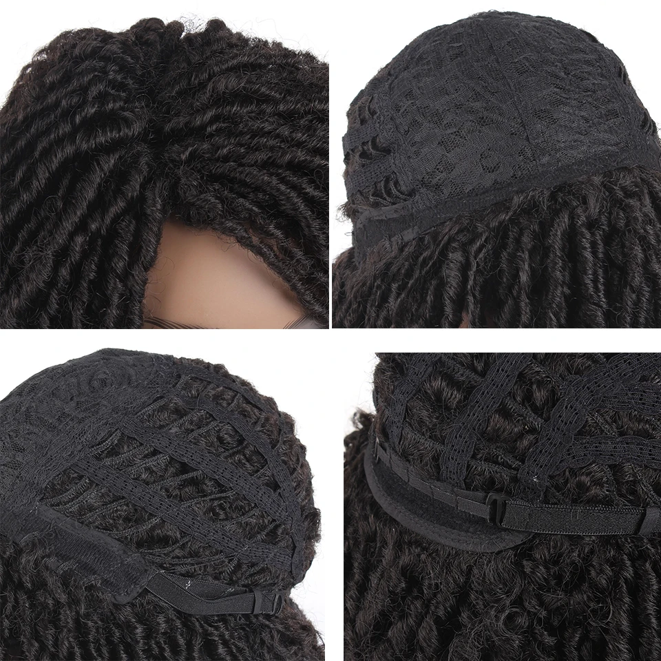 Leeven синтетические дредлок волосы парики для женщин 8 дюймов Черный Коричневый Крючком плетеные парики косы волосы с завитками