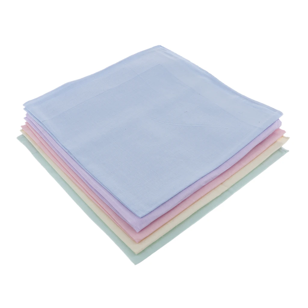 5pcs 100% Cotton Child DIY Blank Handkerchiefs Bridal Party Adult Hankie Kerchiefs Hanky Pure color Without Picture Handkerchief
