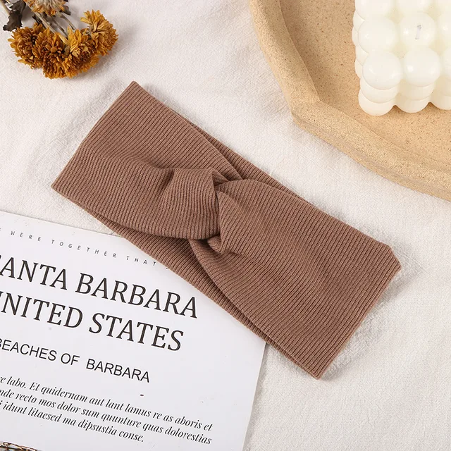 Woolen Cross  Top Knot Elastic Hair Bands For Women Soft Solid Color Turban Headbands Women Girls Hair Accessories 2021 E