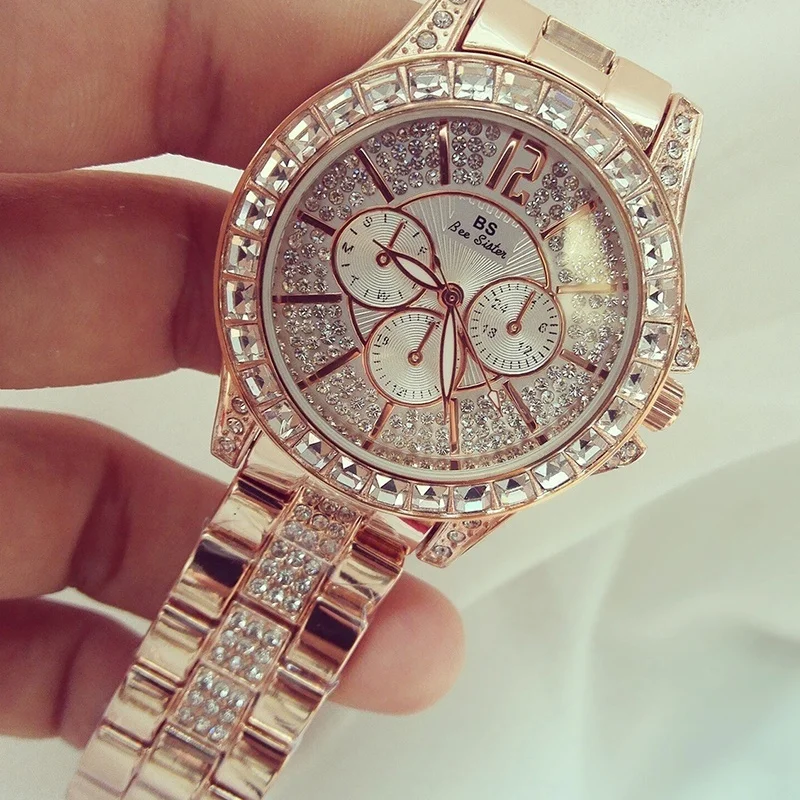 Женские часы, кварцевые роскошные часы с бриллиантами, Модный Топ бренд, наручные часы, модные часы, женские ювелирные изделия из кристаллов, часы из розового золота