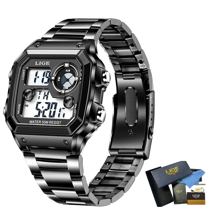 LIGE Brand Men Digital Watch Shock Military Sport Watches Fashion Waterproof Electronic Wristwatch Mens Reloj Inteligente Hombre best Sports Watches Sports Watches