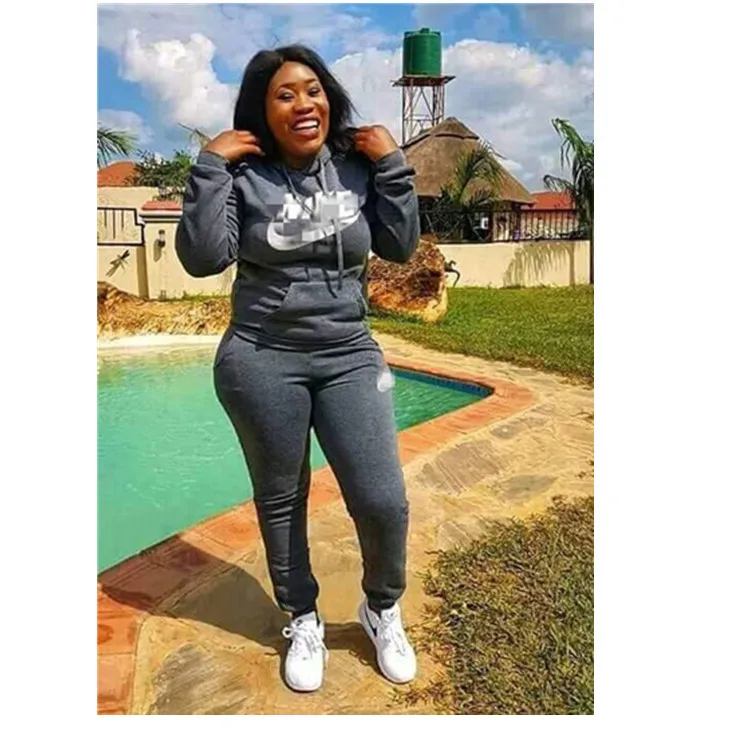 

wo Pieces Set WomenPlus Size 2019 New Atumn Workout Long Sleeve Suit Cotton Women Tracksuit Crop Top And Pants Set African Lady