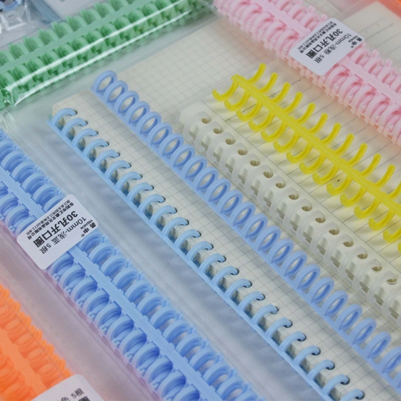 5pcs 30 Holes Book Ring Loose Leaf Binder Spiral Rings Binding Coil