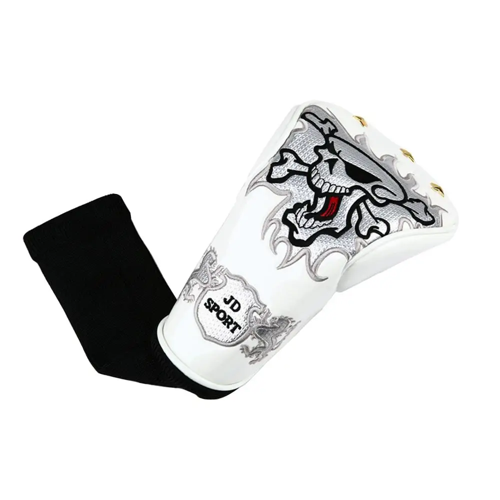 1pc Golf Club Driver Head Cover PU Leather with Skull Pattern Headcover for Driver - Цвет: White