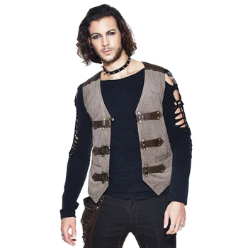 

Devil Fashion Men's Punk Vests Vintage V Neck Slim Fit Sleeveless Personality Waistcoats