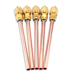 10 Pcs 6Mm OD Copper Tube Air Conditioner Refrigeration Access Valves Filling Parts