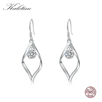 

KALETINE 925 Sterling Silver Solitaire Long Drop Earrings For Women Korean Rhinestone Crystal Female 2019 Fashion Jewelry