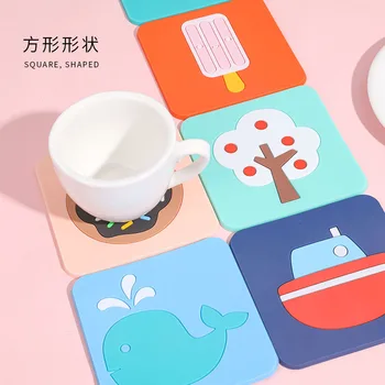 

Creative Anti-slip Thickened Soft PVC Cup Mat Hipster Cute Insulated Table Coasters Scald Preventing Met Cup