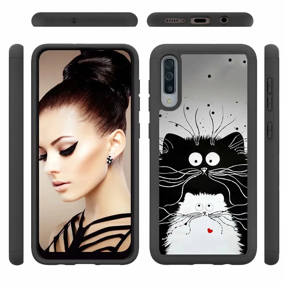 Samsung Galaxy A20 A30 A50 A30S A50S A520 A5 силикон и PC 2 в 1 сверхпрочный противоударный защитный противоударный чехол для телефона - Цвет: two cats