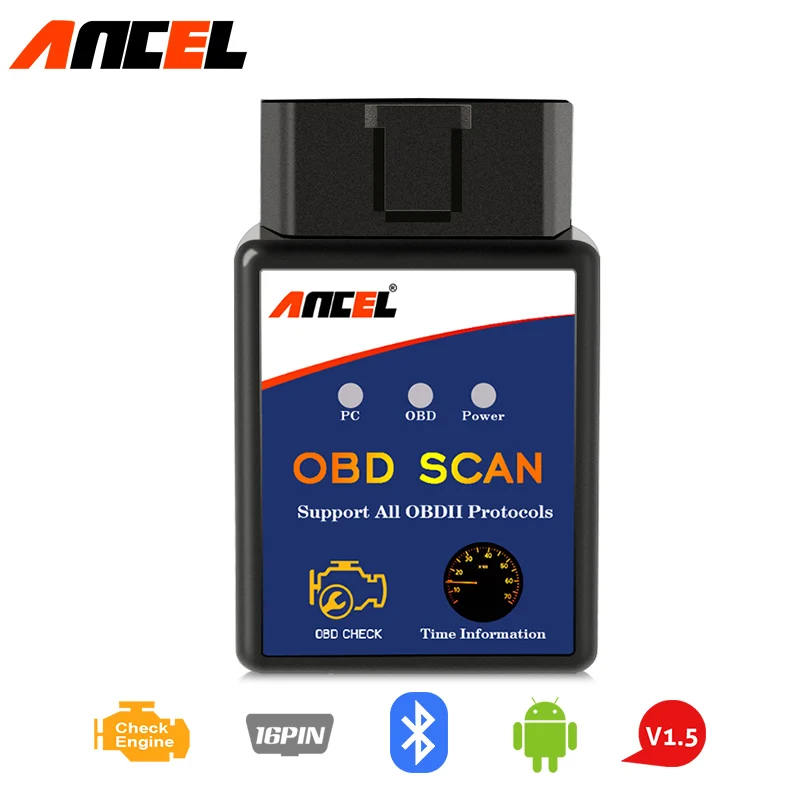 Ancel ELM327 OBD2 Mini ELM327 Bluetooth V1.5 Автомобильный сканер считыватель кодов ELM 327 OBD 2 сканирующий инструмент ECU Инструменты диагностики автомобиля