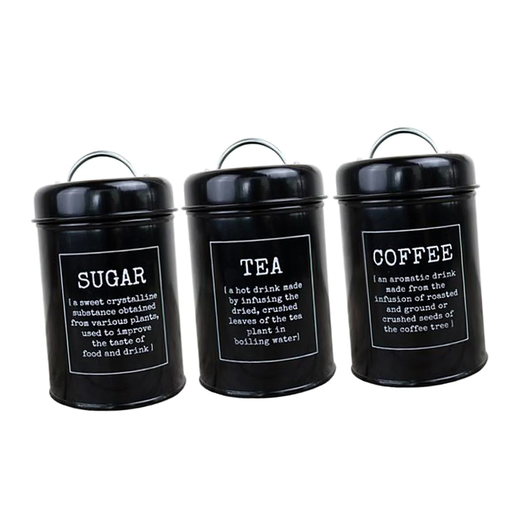 Canister Set Beautiful Canisters for Kitchen Counter Food Storage Container Tea Coffee Sugar Canisters 3pcs/set Storage Jars