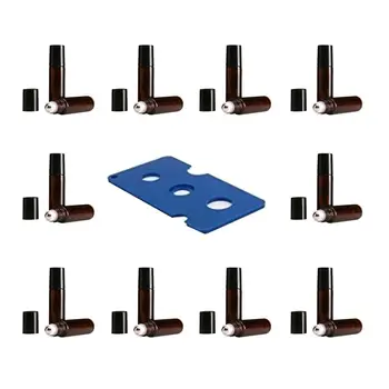 

1 Set of 10pcs 10ml Glass Roll-on Bottles Stainless Steel Roller Balls Empty Essential Oil Perfume Refillable Bottles